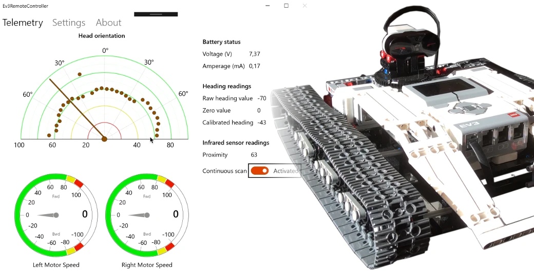 Remote control app for a Lego Mindstorms Ev3 rover with Ev3Dev